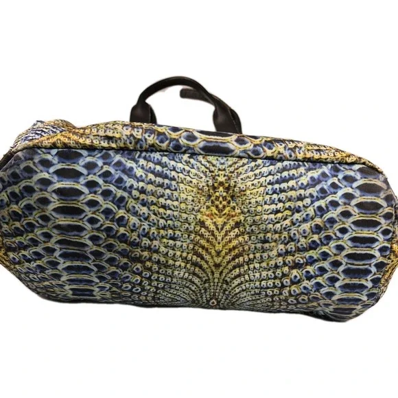Aimee Kestenberg Snakeskin Print Nylon Tote Shoulder Bag Multipocket Zip Closure - Picture 8 of 13